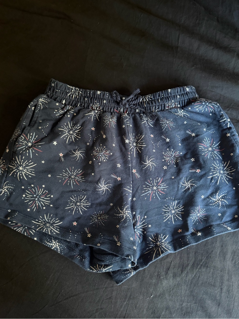 Girl's Navy Firework Print Elastic Waist Shorts